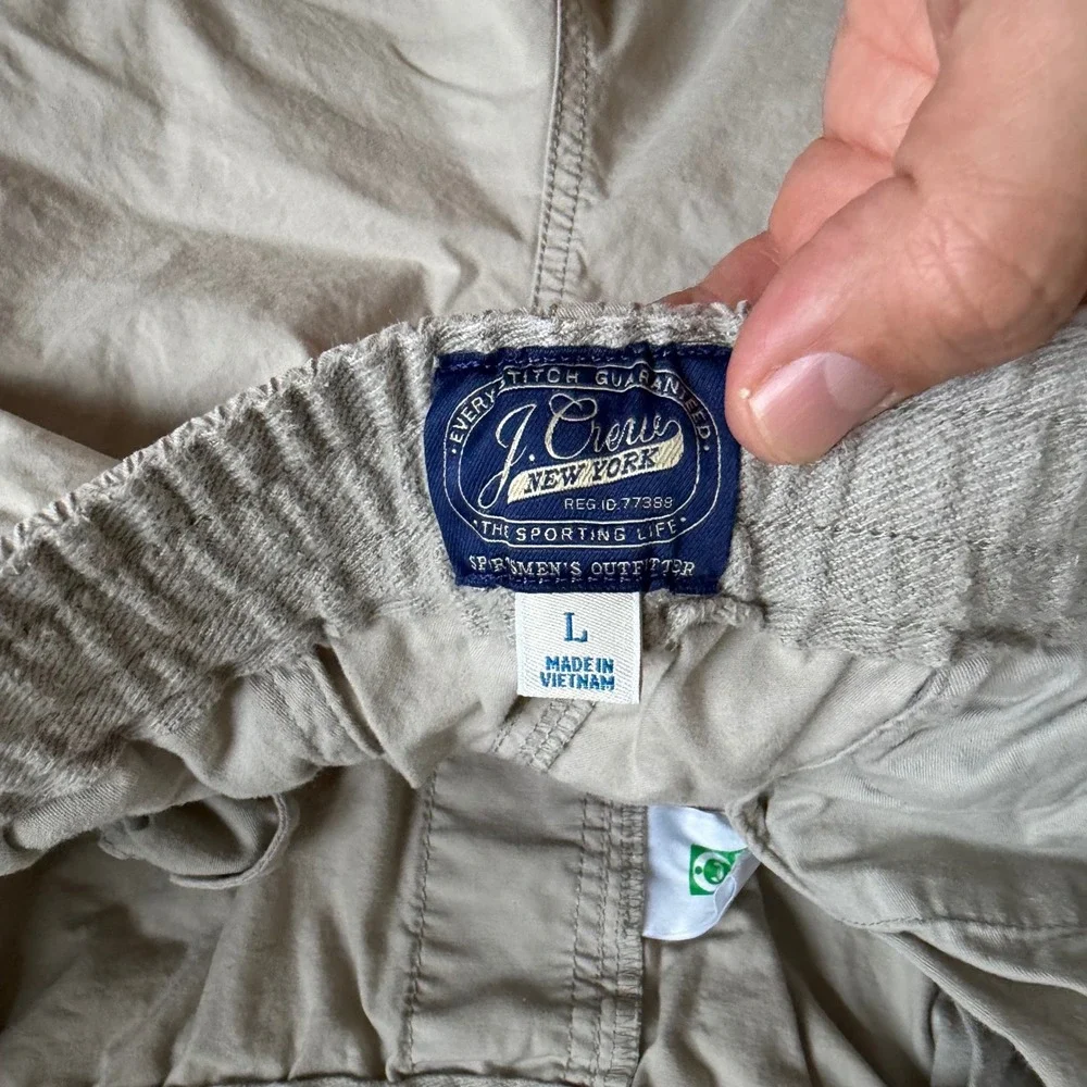 J.Crew Dock Shorts Khaki Tan Elastic Waist Stretch Cotton BE057 Size L